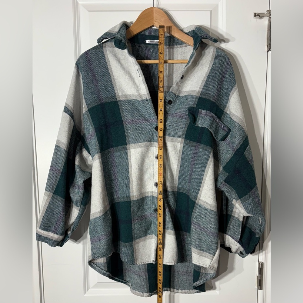 Green and Gray Plaid Button-Up Shirt - Picture 3 of 4